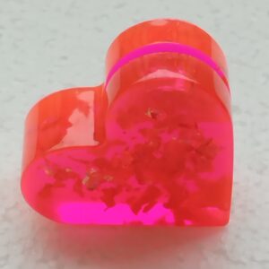 Porte-photo cœur rose translucide et éclats nacrés - Résine époxy