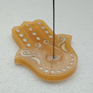 Porte-encens main de Fatma doré pailleté - Résine époxy