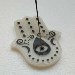 Porte-encens main de Fatma noir et blanc - Résine époxy