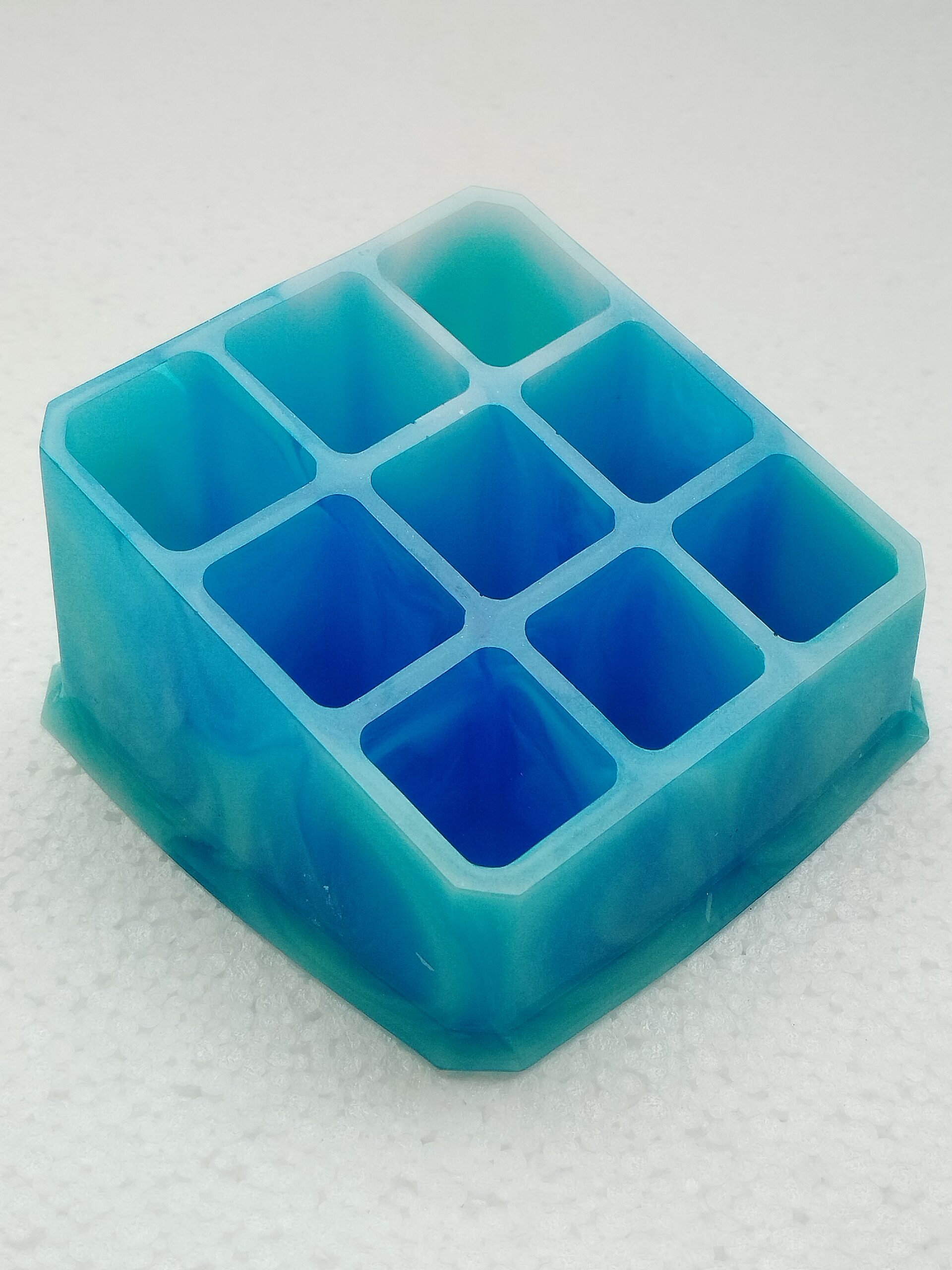 Range-rouge à lèvres en résine époxy - Bleu océan marbré