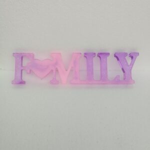 Décoration "FAMILY" en Résine Époxy Rose Violet