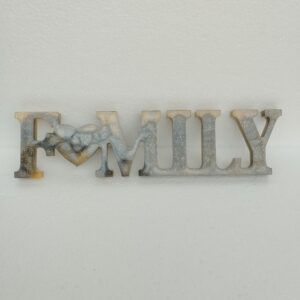 Décoration "FAMILY" en Résine Époxy Marron Doré
