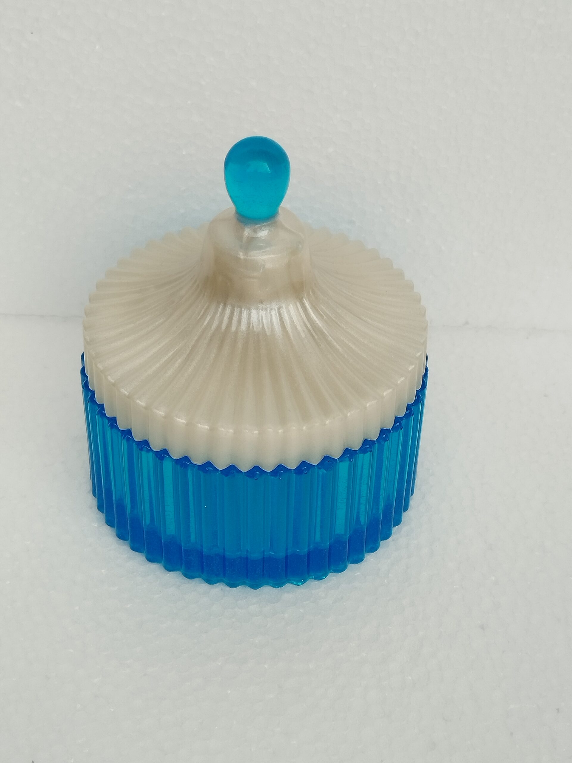 Boîte bleue avec couvercle blanc et bouton bleu - Résine époxy