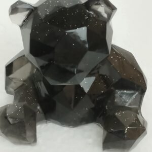 Ours Facetté Noir Étoilé en Résine Époxy - Fait Main