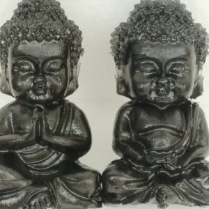 Duo de Bouddhas Méditation en Résine Époxy Noire