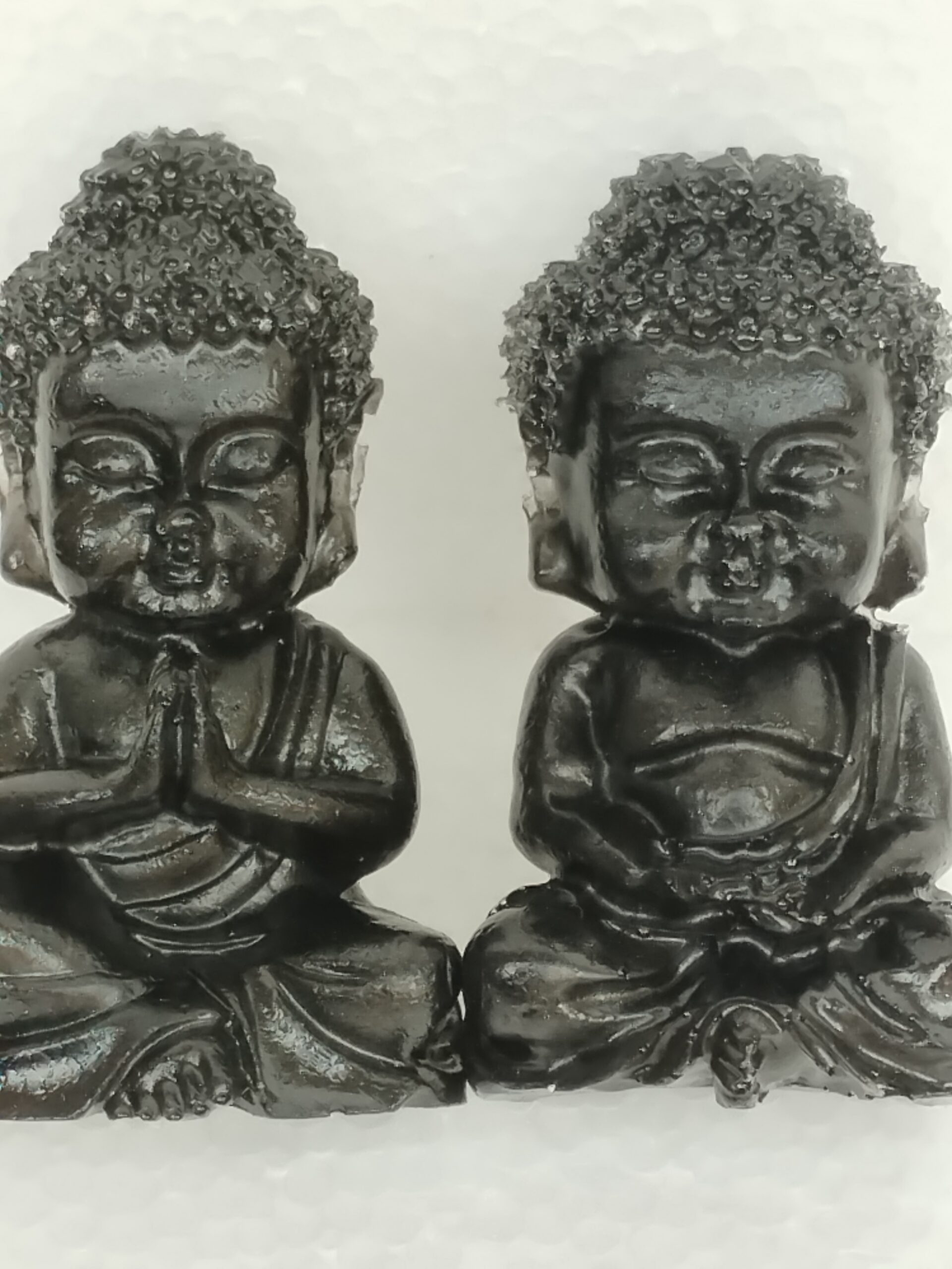 Duo de Bouddhas Méditation en Résine Époxy Noire