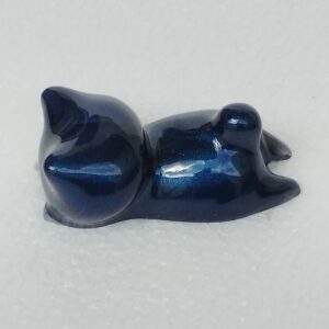 Chat Porte-Stylo en Résine Époxy Bleu Nuit Métallisé - Création Artisanale