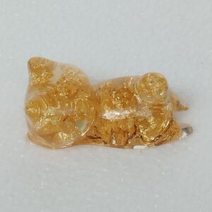 Chat Porte-Stylo en Résine Époxy Transparent et Doré - Création Artisanale