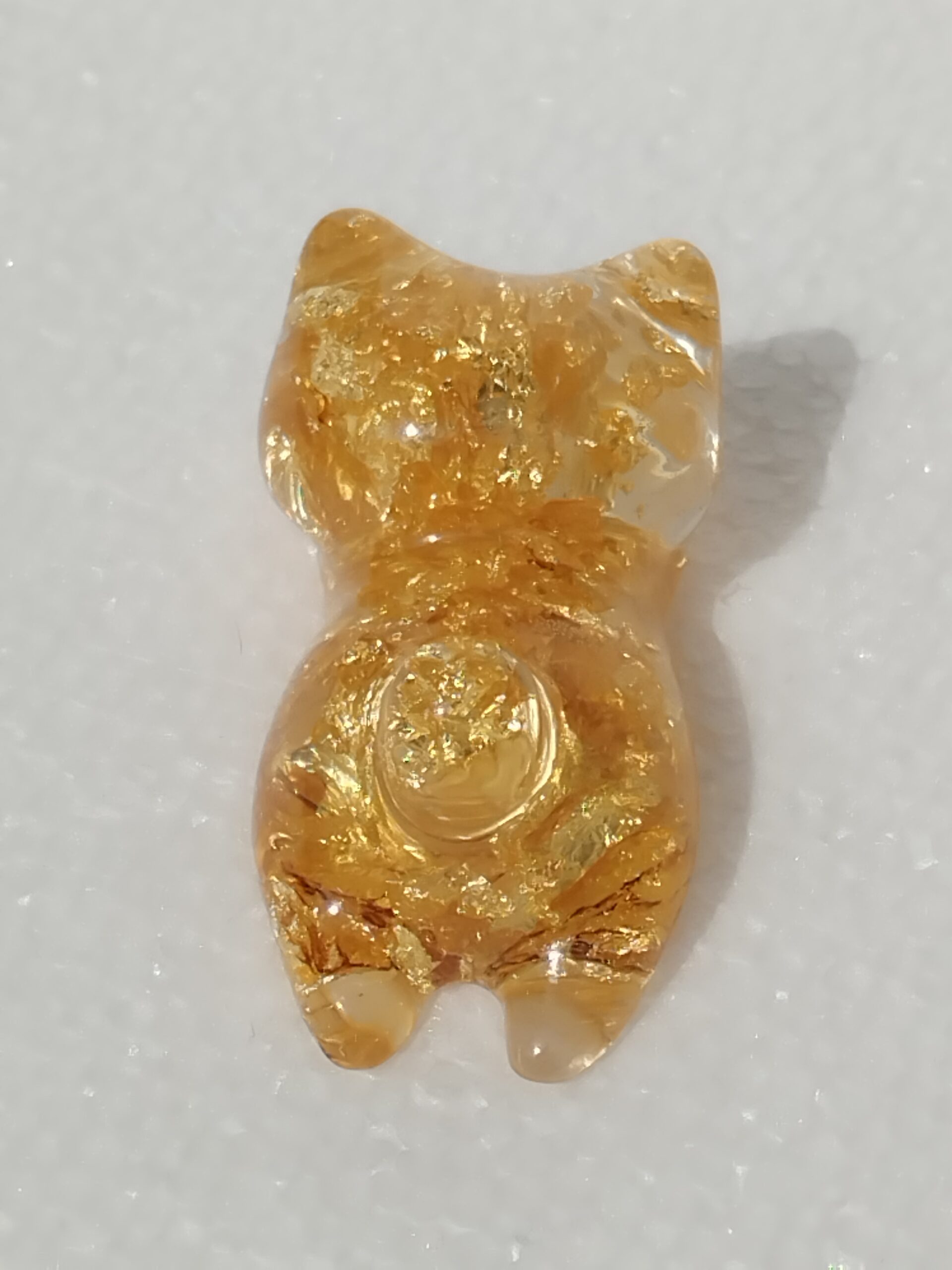 Chat Porte-Stylo en Résine Époxy Transparent et Doré - Création Artisanale – Image 3