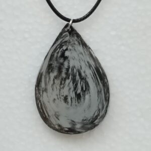 Pendentif Goutte Marbrée – Noir & Gris