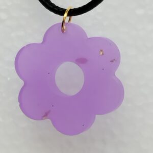 Pendentif Fleur Pop – Violet Pastel & Doré