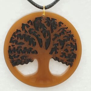 Pendentif Arbre de Vie en Résine – Cordon 45 cm + Chaîne d’Extension 5 cm