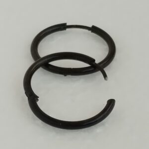 Créoles Noires à Personnaliser – Acier Inoxydable