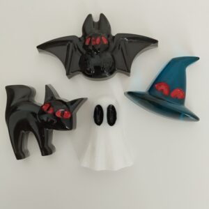 Décorations Halloween en résine – Lot de 4 pièces (fait main)